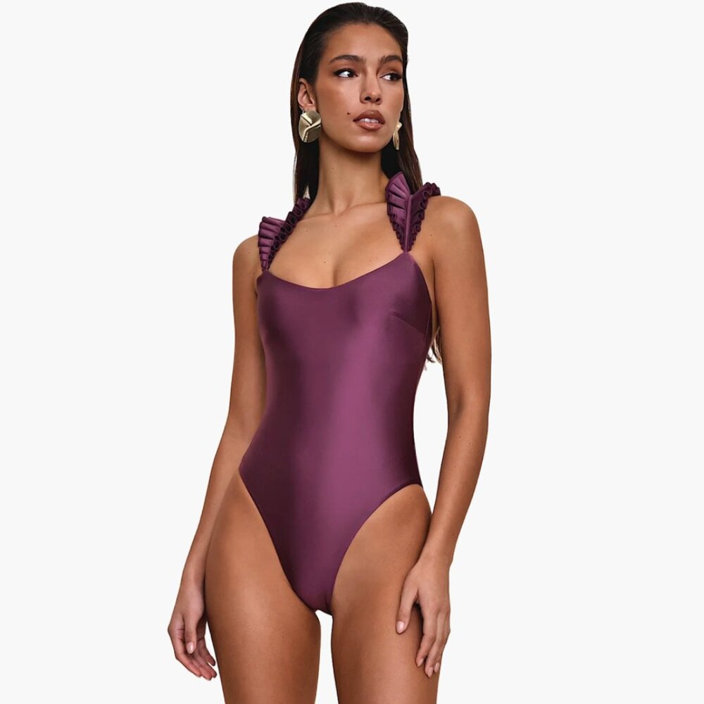 ANDREA IYAMAH Tisi One Piece Swimsuit in Eggplant, XL (12-14) NWT